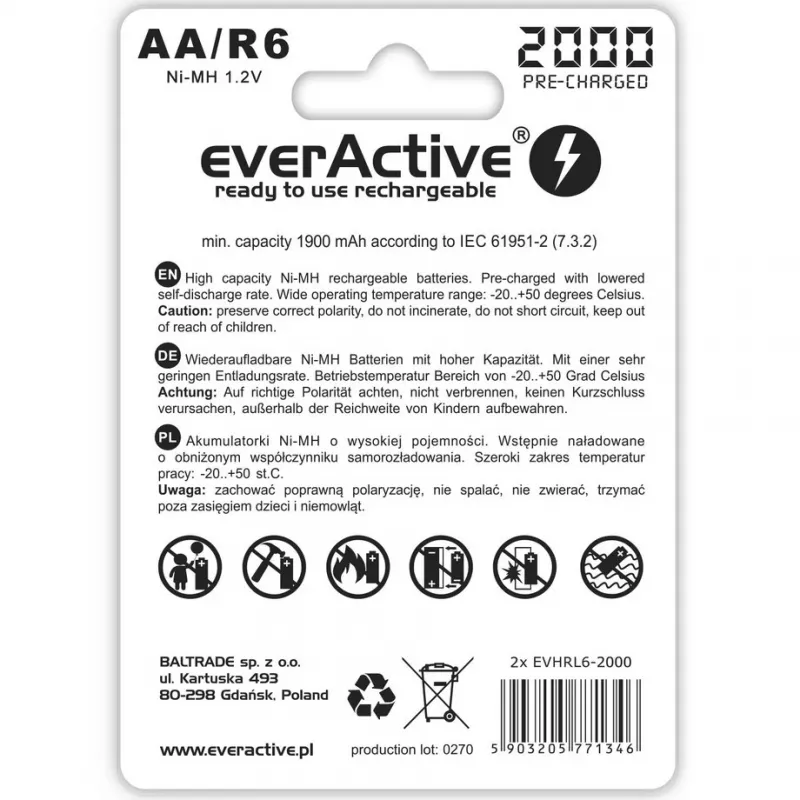 PILAS R6/AA 2000 mAh, BLÍSTER 2 UNIDADES