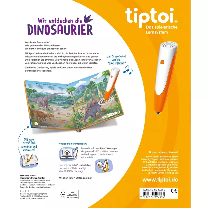 tiptoi Wir entdecken die Dinosaurier, libro educativo