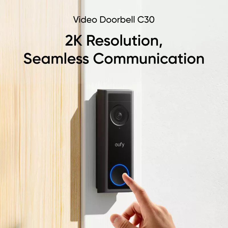 Timbre de vídeo Eufy C30 2K FHD — timbre inteligente inalámbrico, resolución 2K, audio bidireccional, detección de movimiento