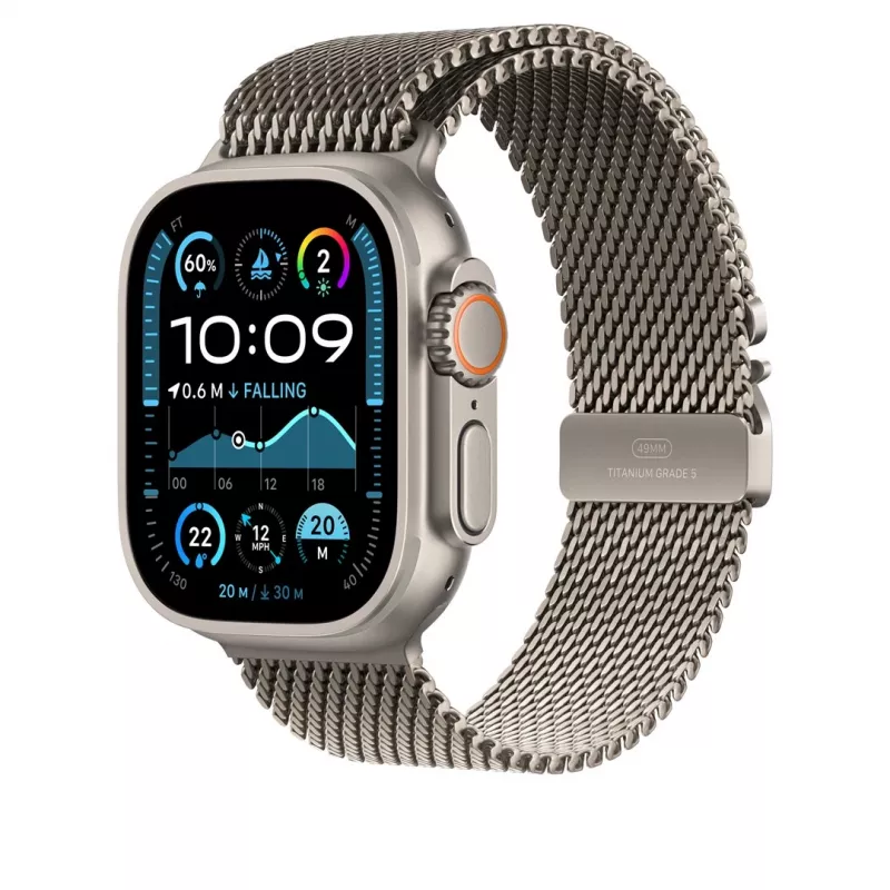 Correa Apple 49mm Natural Titanium Milanese Loop Medium Titanium