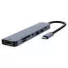Hub USB Type-C SAVIO AK-82 con HDMI, MicroSD, USB 3.2 Gen1, PD pass-through, 4K@30Hz, 5000 Mbit/s, negro