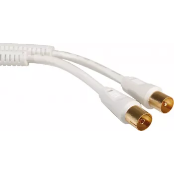 - Cable de antena - Conector IEC macho a conector IEC hembra - 7.5 m - apantallado - 100 dB - blanco