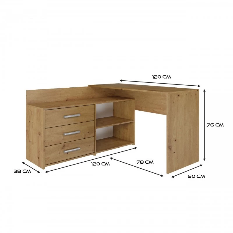 Mesa de ordenador de esquina Topeshop DANY ANT/ART KPL en L tablero de aglomerado