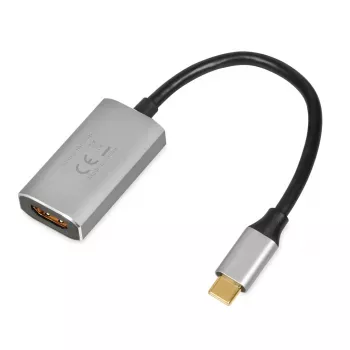 Cable adaptador IBOX USB-C a HDMI, modelo IACFAK, USB-C (conector macho) a HDMI (conector hembra), 4K 60 Hz, conector recto, plateado