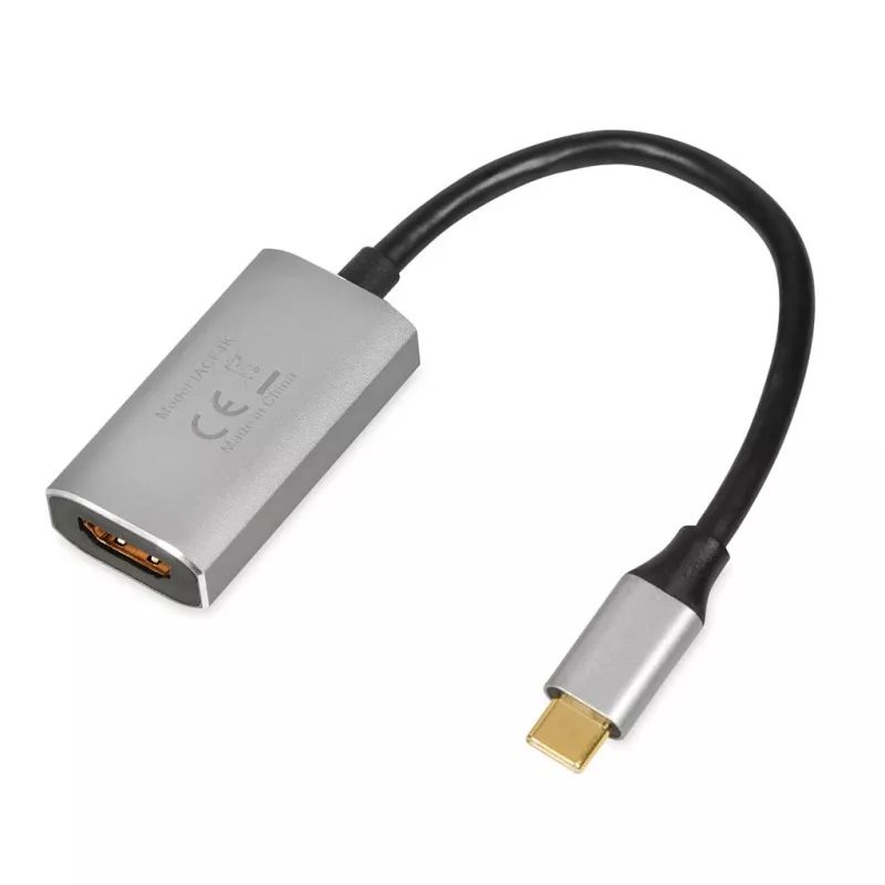 Cable adaptador IBOX USB-C a HDMI, modelo IACFAK, USB-C (conector macho) a HDMI (conector hembra), 4K 60 Hz, conector recto, plateado