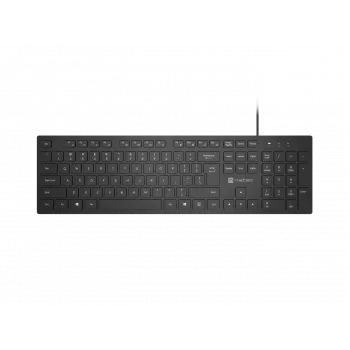 Teclado multimedia fino con cable NATEC HERRING — negro, distribución de perfil bajo, teclas multimedia