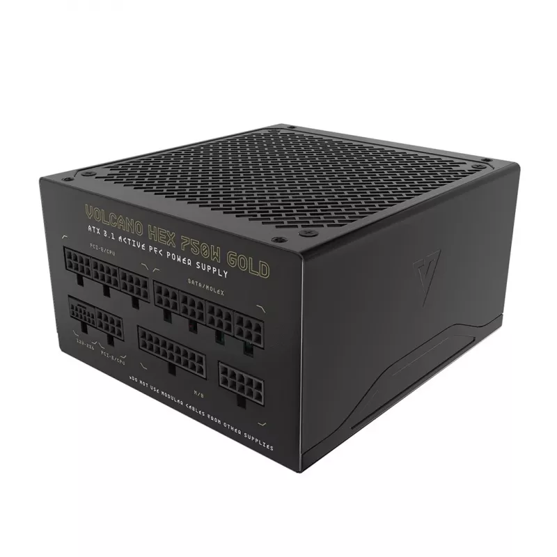 Fuente de alimentación MODECOM VOLCANO HEX GOLD 750W, 80 PLUS Gold, ATX 3.1, modular, ventilador de 14 cm