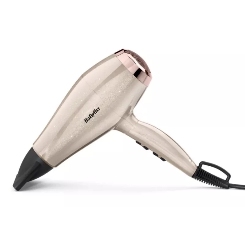Secador de pelo BABYLISS 5914PE — 2000 W, motor DC, 3 niveles de calor, 2 velocidades, aire frío, Negro/Oro/Oro rosa