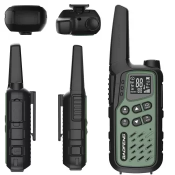 Emisora portátil Baofeng BF-T25E — 16 canales, 2×1400 mAh Li‑Ion, VOX, LCD, verde, set de 2