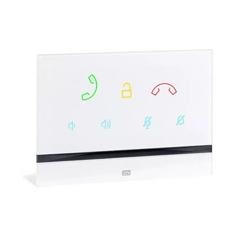 Portero automático 2N Indoor Talk blanco — con cable, vidrio templado, montaje en pared, 185×128×48,2 mm