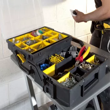 Organizador de piezas pequeñas Stanley Sortmaster Multilevel Organizer negro transparente 400x420x315 mm