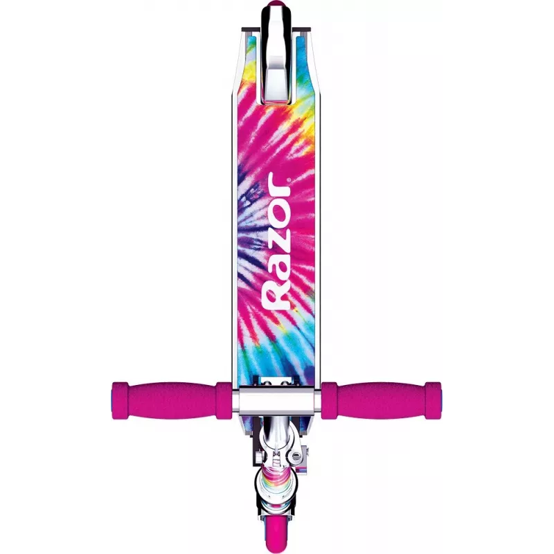 Patinete infantil Razor A Tie-Dye — patinete plegable de aluminio de 2 ruedas, manillar ajustable, ABEC-5, carga máx. 65 kg