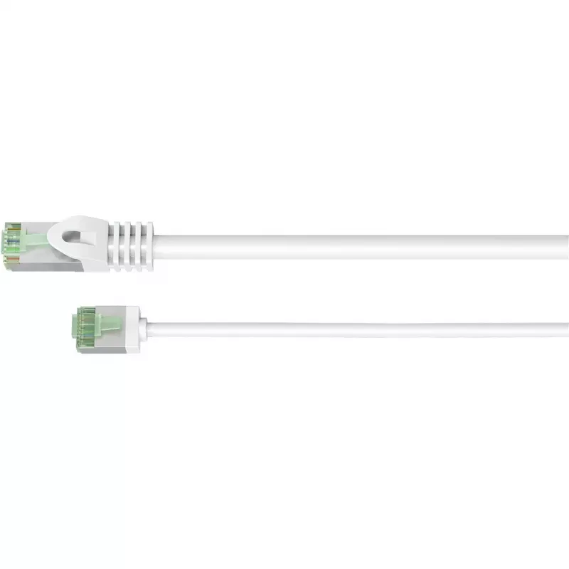 Cable de red Cat.8.1 ultraflexible fino, U/FTP (blanco, 3 metros, conector extra corto)