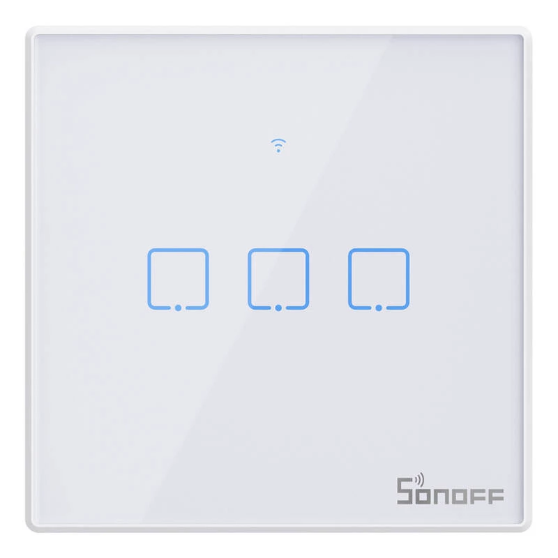 Interruptor de luz inteligente de pared Sonoff T2 EU TX 3 canales Wi‑Fi + RF 433 control