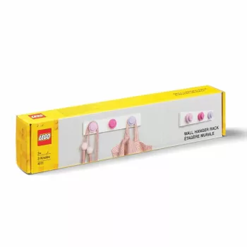 LEGO perchero WALL HANGER RACK, 3 ganchos color botones: rosa claro/rosa/lavanda, - 1 unidad (41110002)