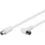 Wentronic Goobay cable de conexión en ángulo para antena, 100 % apantallado, blanco, 2,5 m - conector macho coaxial a conector hembra coaxial 90° (67360)