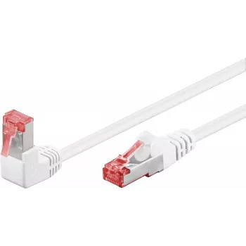 Goobay cable de red CAT 6 1x 90° acodado, S/FTP (PiMF), blanco, 2 m - lengüeta de bloqueo arriba, LSZH libre de halógenos, cobre (51551)