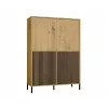 Vitrina KAMARO 4DK estrecha/GŁ roble ARTISAN