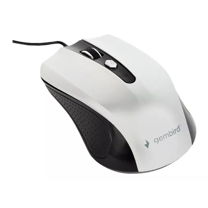 Ratón óptico ambidiestro con cable GEMBIRD MUS-4B-01-BS, USB Type-A, 1200 DPI, 4 botones, negro/plata