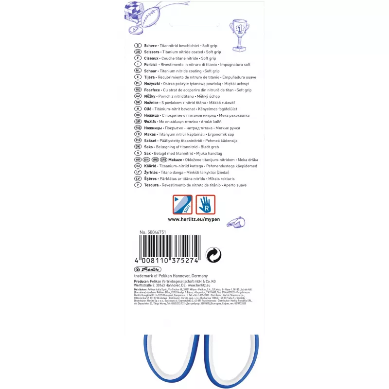 Bolígrafo individual Herlitz my.pen Straight Cut Azul Blanco