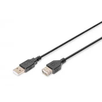 Digitus ASSMANN - Cable de extensión USB - USB (H) a USB (H) - 1,8 m (USB/USB 2.0) - encapsulado - Negro (AK-300200-018-S)