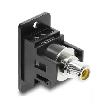Conector hembra RCA empotrable DELOCK 91111 — amarillo/negro, conexión audio/vídeo para panel