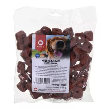 Snacks para perros MACED Meat Discs con ternera 500 g – snack de alimento complementario, 12 % proteína, 8 % grasa, 20 % humedad