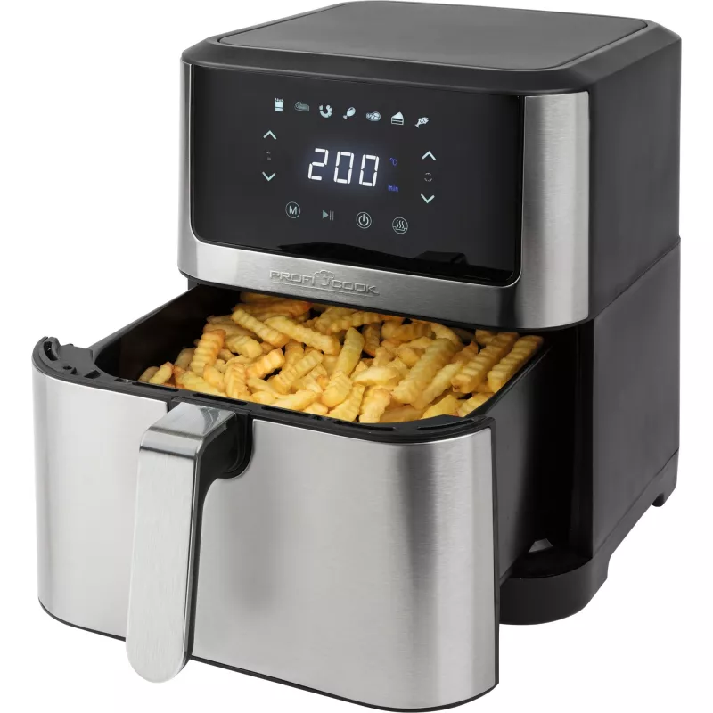 ProfiCook PC-FR 1269 H freidora de aire caliente, 8 l, 1800 W, 80-200 °C, acero inoxidable/negro