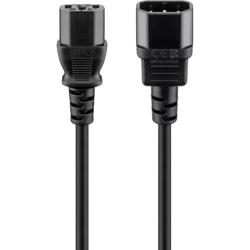 Alargador de cable de alimentación Goobay Wentronic, 2 m, Negro - conector macho C14 (conexión de alimentación) > conector hembra C13 (conexión de alimentación) (50081)