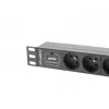 Regleta de enchufes LANBERG PDU-03E-0200-BK — 1HE, 3 tomas Type-E, 220–250 V, 16 A, cable de 2 m, negro