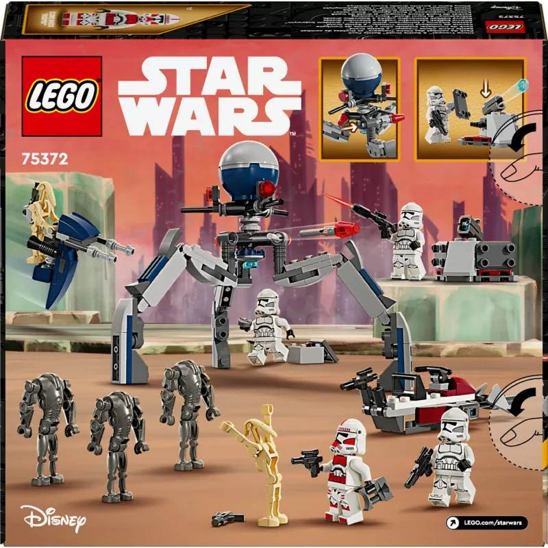 LEGO Star Wars Clone Trooper y Battle Droid Battle Pack Juguete de construcción para niños con vehículo Speeder Bike, 4 minifiguras y 5 figuras, regalo para niños