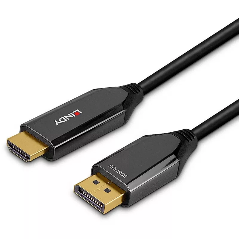 Lindy Cable activo DisplayPort 1.4 a HDMI 8K60 de 3 m, 3 m, DisplayPort, HDMI, conector macho, conector macho, recto