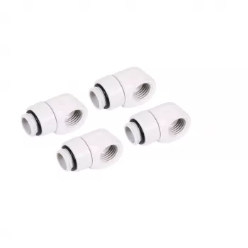 Conector en L de compresión Alphacool 17619 G1/4 macho a hembra giratorio, blanco