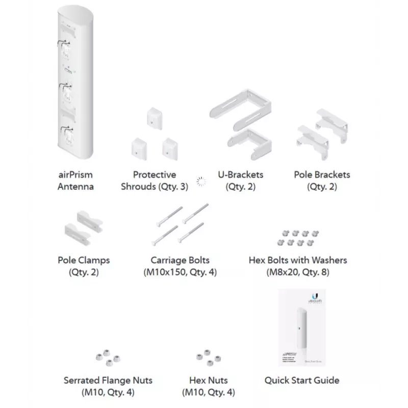 Ubiquiti AP-5AC-90-HD Antena sectorial airPrism, 5GHz, 22dBi, 2x2 MIMO, 90° (3x 30°), para Rocket 5AC-PRISM