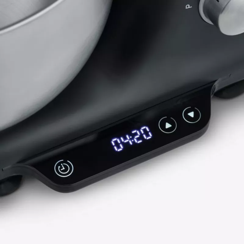Robot de cocina Severin KM 3898 1000 W 5,5 L negro acero cepillado plata