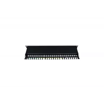 Patch Panel 19 pulgadas 24 puertos, CAT6, S/FTP, 1U, gestión de cables, negro (completo)