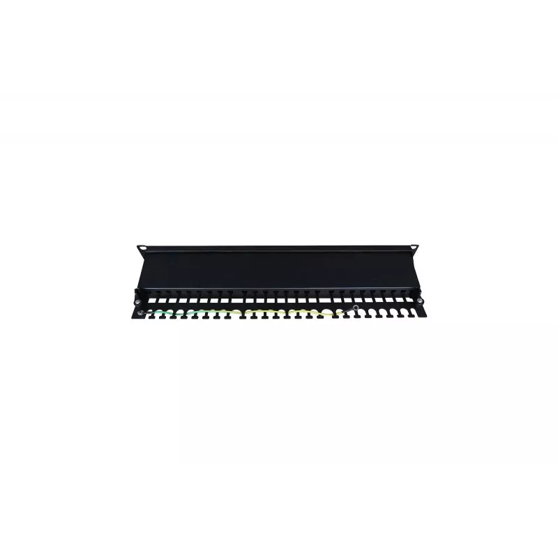 Patch Panel 19 pulgadas 24 puertos, CAT6, S/FTP, 1U, gestión de cables, negro (completo)