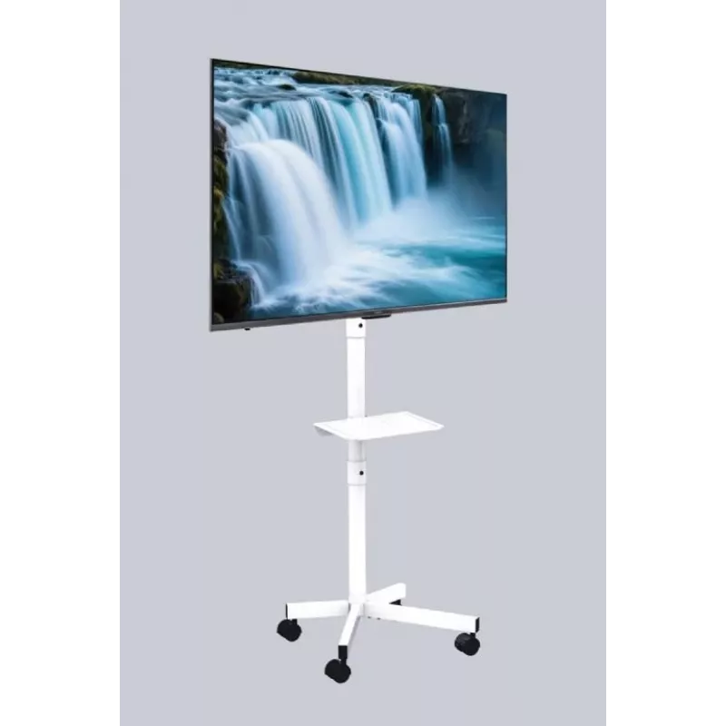 Soporte de suelo para TV Gembird con ruedas para 32–55 pulgadas, blanco, VESA 100x100–400x400, 30 kg