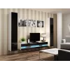 Soporte de TV Cama Meble VIGO NEW 30/180/40, parte superior blanca, marco negro brillante, 1800×400×300 mm