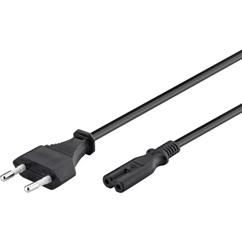 Cable de conexión Wentronic Goobay Euro, 3 m, Negro - Enchufe euro (Type-C, CEE 7/16) > Conector hembra C7 (95038)