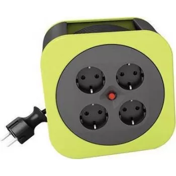 Alargador eléctrico REV 0010012400 10 m 4 tomas AC interior Negro Verde