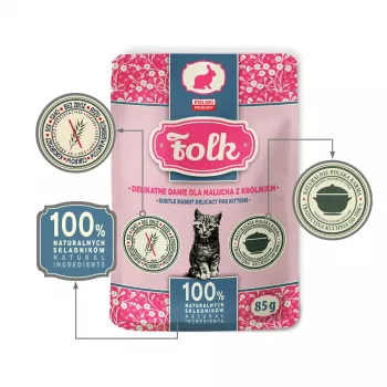 FOLK Kitten Delicada delicia de conejo - Comida húmeda para gatos - 85g