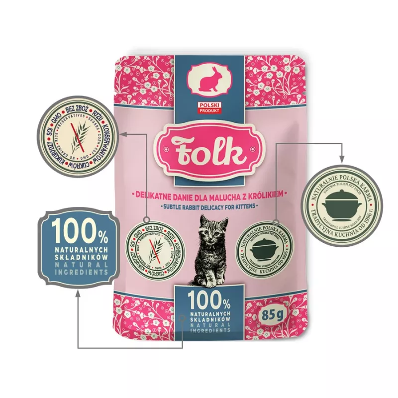 FOLK Kitten Delicada delicia de conejo - Comida húmeda para gatos - 85g