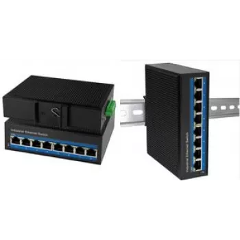 LogiLink Industrial Fast Ethernet Switch PoE, 8 puertos 10/100Base-TX RJ45, Plug & Play, carcasa metálica negra, - 1 ud. (NS201P)