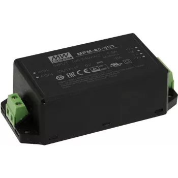 Fuente de alimentación MEAN WELL MPM-65-24ST 65 W interior 24 V negro, entrada 80–264 V, 2xMOPP, EN/UL 60601