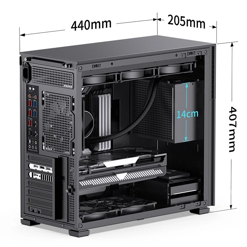 Carcasa de PC Jonsbo D41 MESH Midi Tower negra