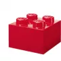 LEGO Storage Brick 4 caja de almacenamiento con tapa, roja transparente
