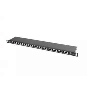 Patch panel LANBERG PPS5-0024-B 24 puertos CAT5e, metal, 0,5 U, 445×99×22,3 mm, negro