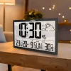Reloj de pared GreenBlue GB218 — LCD extragrande, estación meteorológica, temperaturas interior/exterior, indicación de fecha
