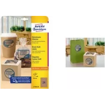 Etiquetas redondas AVERY L7105-25 40 mm papel kraft 100% – paquete de 25 hojas